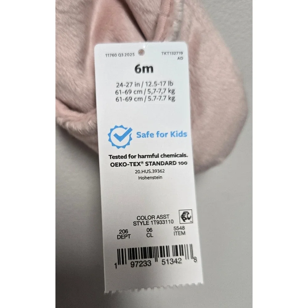 Carters Just One You Baby Pink Fleece Pram Suit Hooded Bear Footie 6M 1T933110